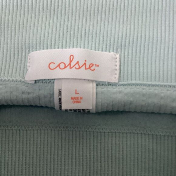 Colsie Women's Sports Athletic Ribbed Bike Shorts Mint Green Size Large - Picture 3 of 3